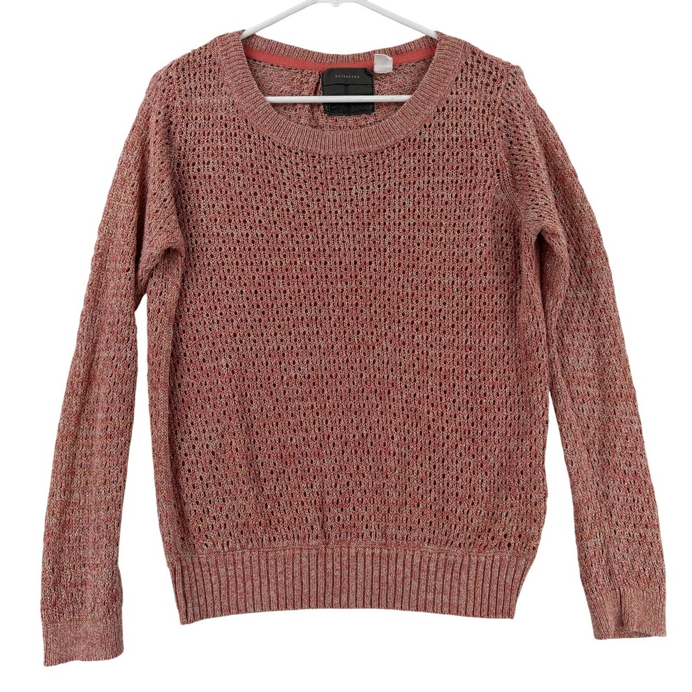 Anthropologie Guinevere Sweater Womens Large‎ Pink Open Knit Sheer Hemp Pullover